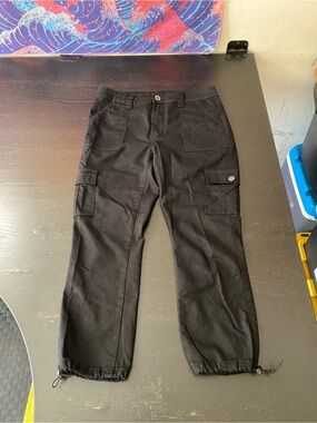 VIP Black Cargo Pants with Drawcord Hems